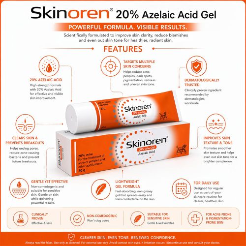 کرم ضد جوش و آکنه آزلائیک اسید 20 درصد اسکینورن لئو فارما Skinoren Cream Azelaic Acid 20% Anti-Acne Treatment