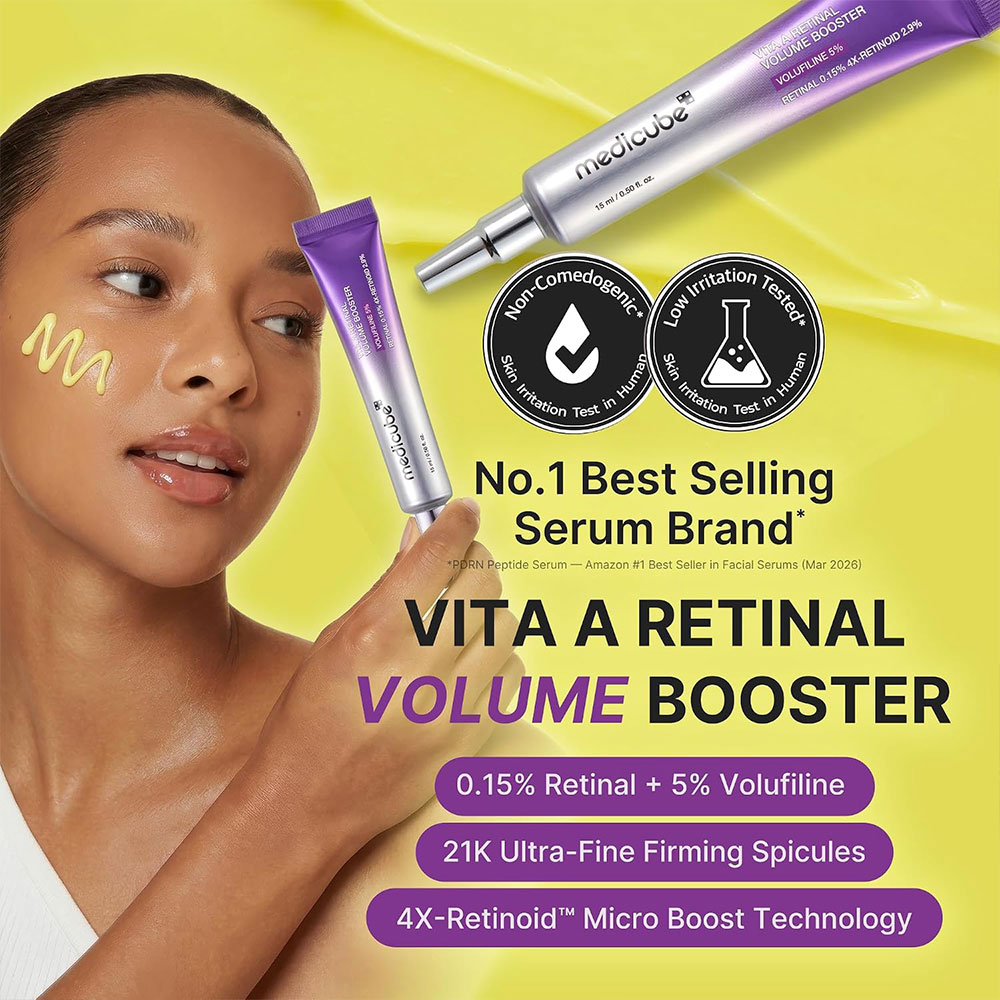 بوستر سرم ضد چروک، حجم دهنده و کنترل منافذ رتینال و ولوفیلین 5% مدی کیوب medicube Vita A Retinal Volume Booster Serum
