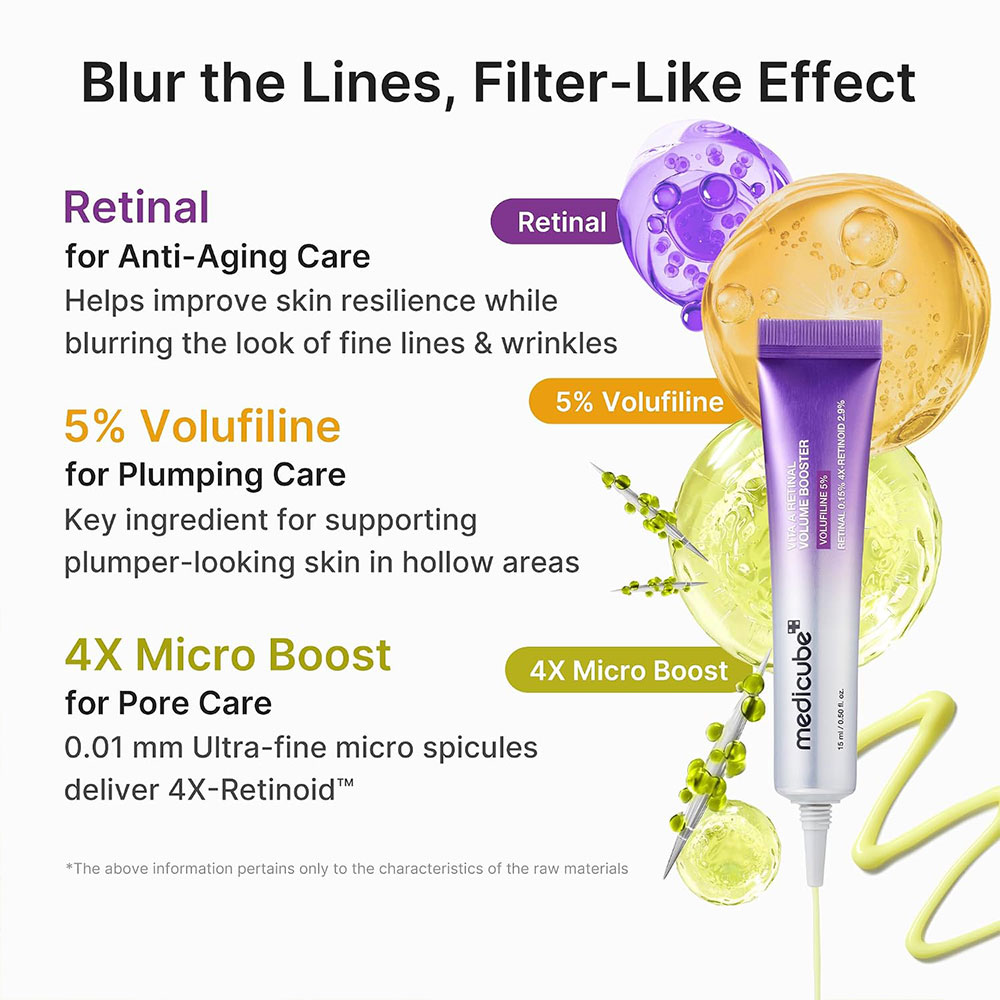 بوستر سرم ضد چروک، حجم دهنده و کنترل منافذ رتینال و ولوفیلین 5% مدی کیوب medicube Vita A Retinal Volume Booster Serum