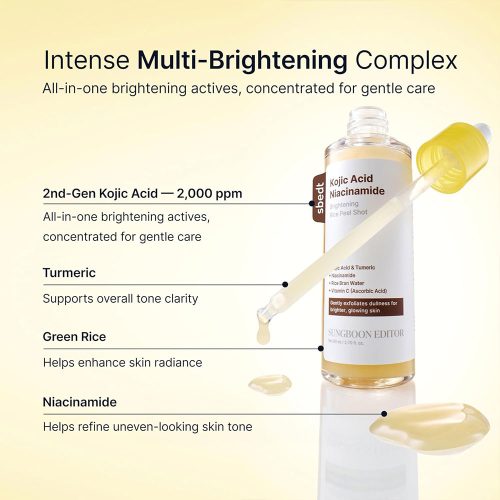 سرم روشن کننده پیل شات کوجیک اسید و نیاسینامید سانگ بون SUNGBOON EDITOR Kojic Acid Niacinamide Brightening Rice Peel Shot