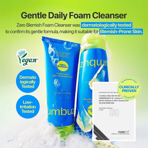 فوم شوینده ضد جوش گوگرد زیرو بلمیش نامبوزین Numbuzin Zero Blemish Clarifying 2% Sulfur Cleansing Foam