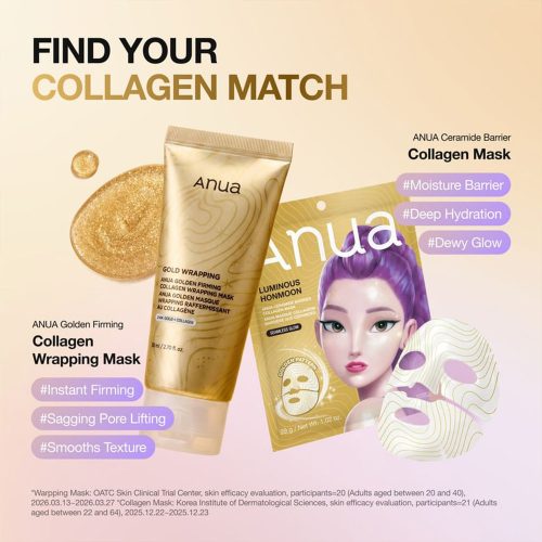 ماسک شب لیفت کننده و درخشان کننده طلای 24 و کلاژن آنوا Anua Golden Firming Collagen Wrapping Mask Kpop Demon Hunters Collaboration