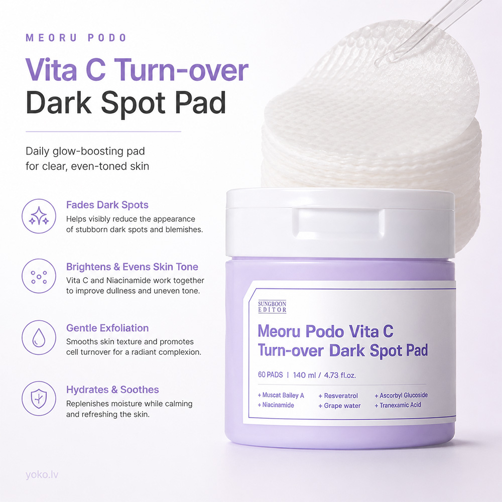 پد تونر ضد لک و روشن کننده ویتامین سی انگور وحشی سانگ بون ادیتور SUNGBOON EDITOR Meoru Podo Vita C Turn-Over Dark Spot Pad