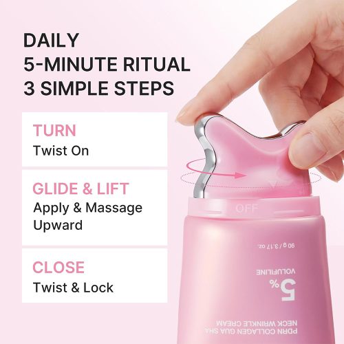 کرم گواشا مدی کیوب ضد چروک و فرم دهنده گردن حاوی کلاژن، PDRN و 5%ولوفیلین medicube PDRN Collagen Gua Sha Neck Wrinkle Cream