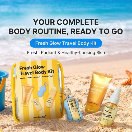 کیت مینی محصولات مراقبت بدن کوجیک اسید مدی کیوب medicube Fresh Glow Body Kit Travel-Ready Hair & Body Set