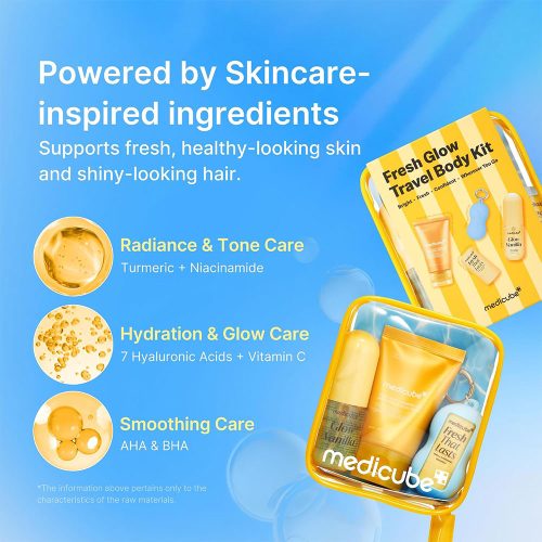 کیت مینی محصولات مراقبت بدن کوجیک اسید مدی کیوب medicube Fresh Glow Body Kit Travel-Ready Hair & Body Set