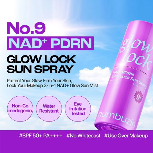 اسپری ضد آفتاب ضد چروک و جوانساز +NAD و PDRN شماره 9 نامبوزین numbuzin No.9 NAD+ PDRN Glow Lock Sun Spray