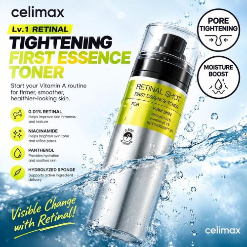 تونر اسنس ضد چروک و کنترل منافذ رتینال شات سلیمکس celimax The Vita-A Retinal Shot First Essence Toner