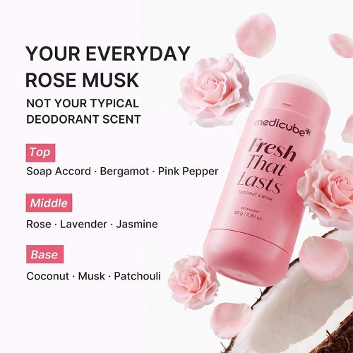 دئودورانت استیکی خوشبو کننده بدن با رایحه نارگیل و رز مدی کیوب MEDICUBE Fresh That Lasts Coconut Rose Deodorant