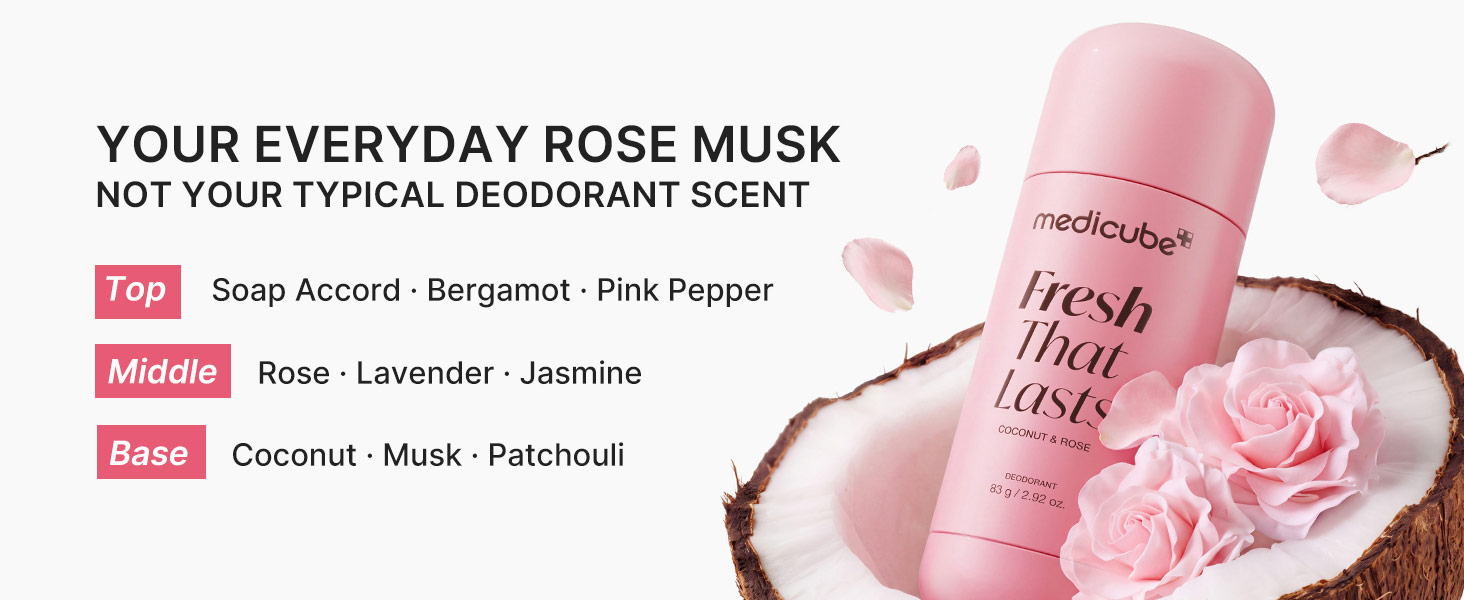 دئودورانت استیکی خوشبو کننده بدن با رایحه نارگیل و رز مدی کیوب MEDICUBE Fresh That Lasts Coconut Rose Deodorant