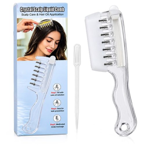شانه کریستالی روغن تراپی مو و ماساژور پوست سر Crystal Scalp Liquid Comb