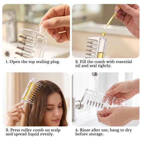 شانه کریستالی روغن تراپی مو و ماساژور پوست سر Crystal Scalp Liquid Comb