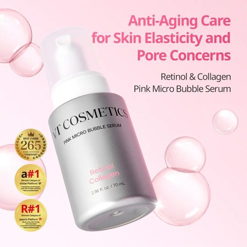 میکرو سرم حبابی کلاژن و رتینول وی تی کازمتیک ضد چروک و جوانساز پوست VT Retinol Collagen Pink Micro Bubble Serum