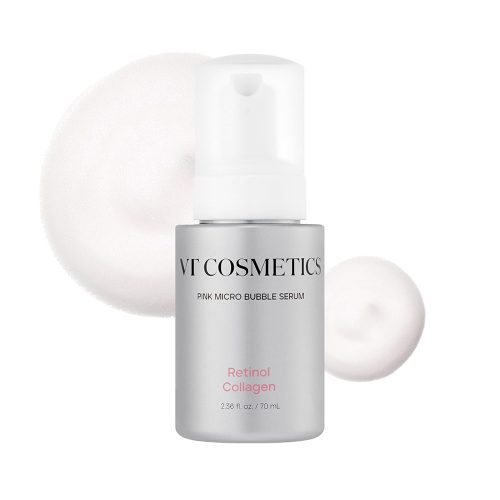 میکرو سرم حبابی کلاژن و رتینول وی تی کازمتیک ضد چروک و جوانساز پوست VT Retinol Collagen Pink Micro Bubble Serum