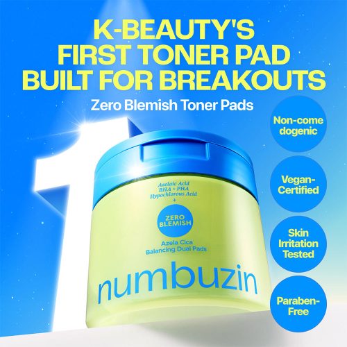 پد تونر ضد جوش آزلائیک اسید و سیکا زیرو بلمیش نامبوزین numbuzin Zero Blemish Azela Cica Balancing Dual Pads