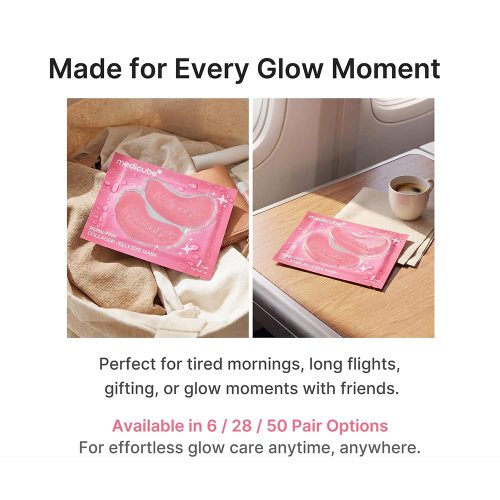 پچ هیدروژلی زیر چشم کلاژن و PDRN مدی کیوب آبرسان، ضد پف و تیرگی و ضد چروک medicube Jelly Eye Mask PDRN Pink Collagen