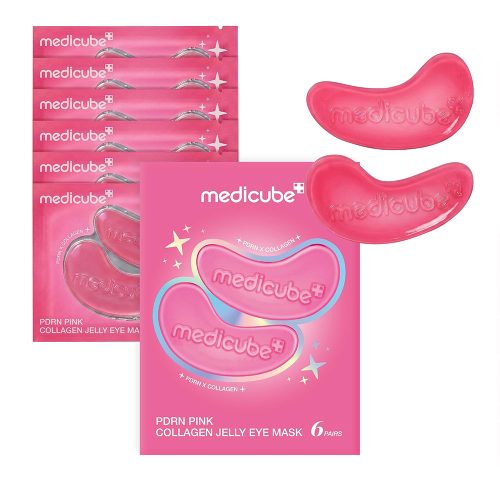 پچ هیدروژلی زیر چشم کلاژن و PDRN مدی کیوب آبرسان، ضد پف و تیرگی و ضد چروک medicube Jelly Eye Mask PDRN Pink Collagen