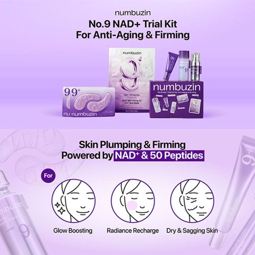 پک مینی محصولات ضد چروک و جوانساز شماره 9 نامبوزین numbuzin No.9 NAD+ Trial Kit for Anti-Aging & Firming