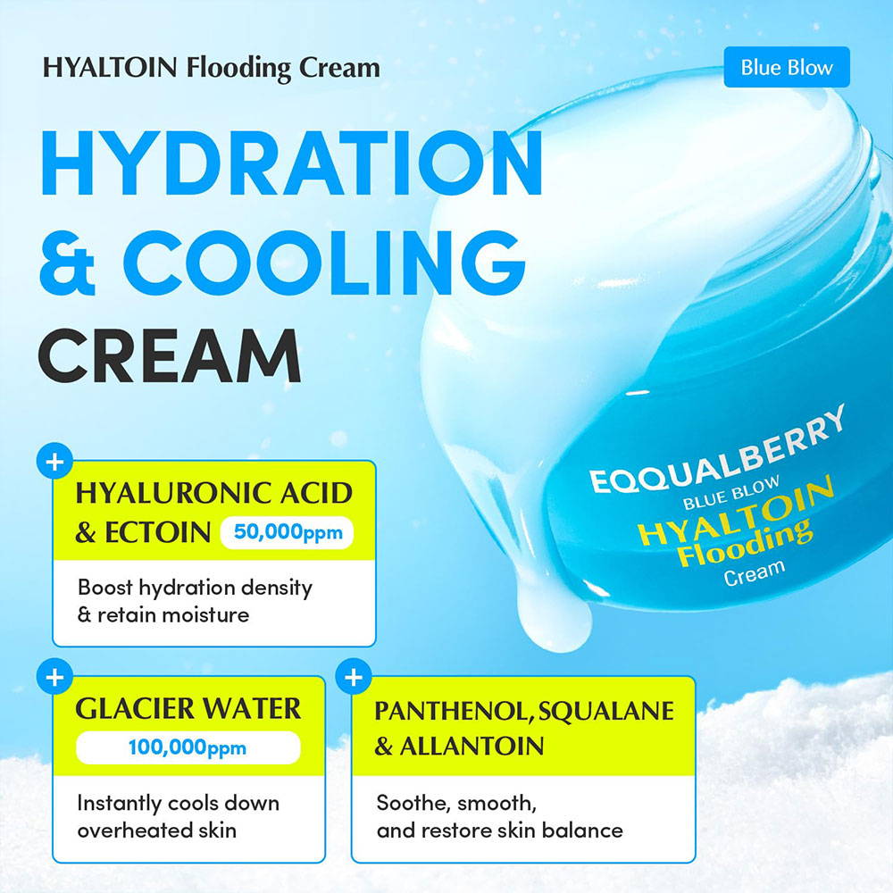 کرم آبرسان، خنک کننده و تسکین دهنده الهتاب و قرمزی هیالتوئین اکوال بری EQQUALBERRY Hyaltoin Flooding Cream