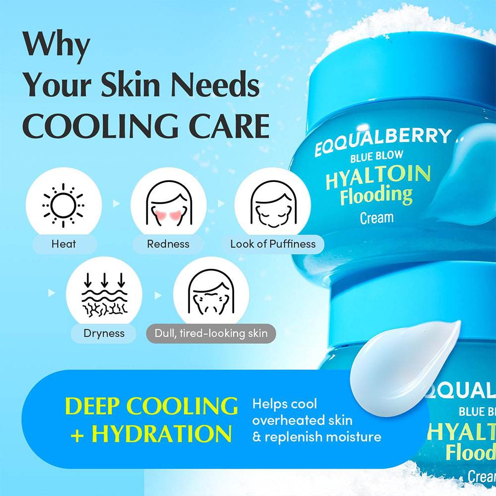 کرم آبرسان، خنک کننده و تسکین دهنده الهتاب و قرمزی هیالتوئین اکوال بری EQQUALBERRY Hyaltoin Flooding Cream