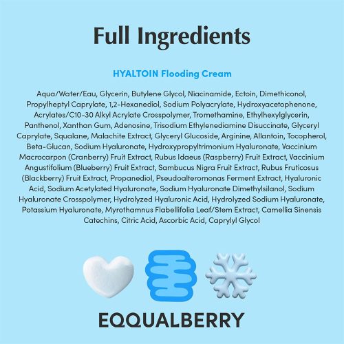 کرم آبرسان، خنک کننده و تسکین دهنده الهتاب و قرمزی هیالتوئین اکوال بری EQQUALBERRY Hyaltoin Flooding Cream