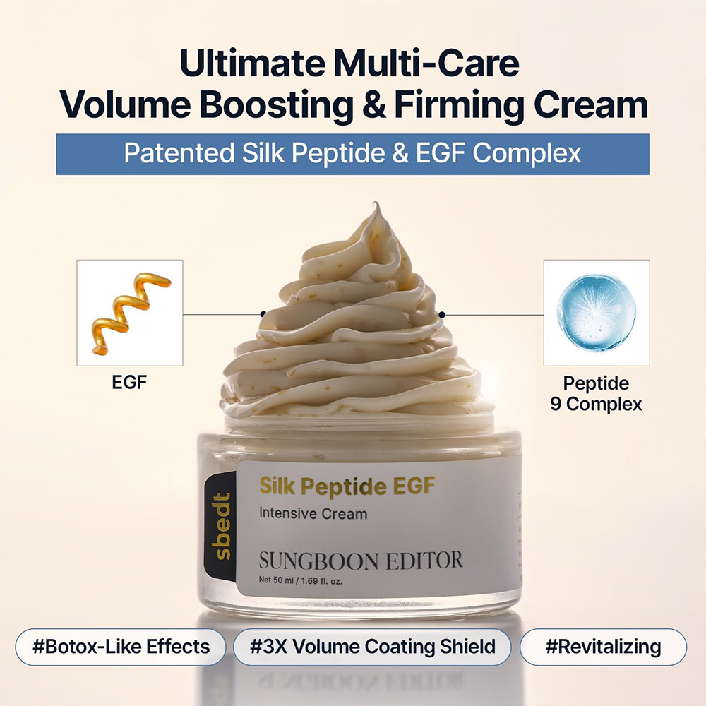 کرم ضد چروک و حجم دهنده پپتاید ابریشم و EGF سانگ بون ادیتور SUNGBOON EDITOR Silk Peptide EGF Intensive Creamکرم ضد چروک و حجم دهنده پپتاید ابریشم و EGF سانگ بون ادیتور SUNGBOON EDITOR Silk Peptide EGF Intensive Cream