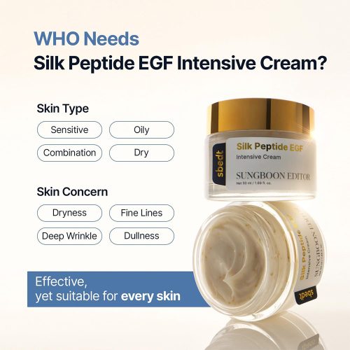 کرم ضد چروک و حجم دهنده پپتاید ابریشم و EGF سانگ بون ادیتور SUNGBOON EDITOR Silk Peptide EGF Intensive Cream
